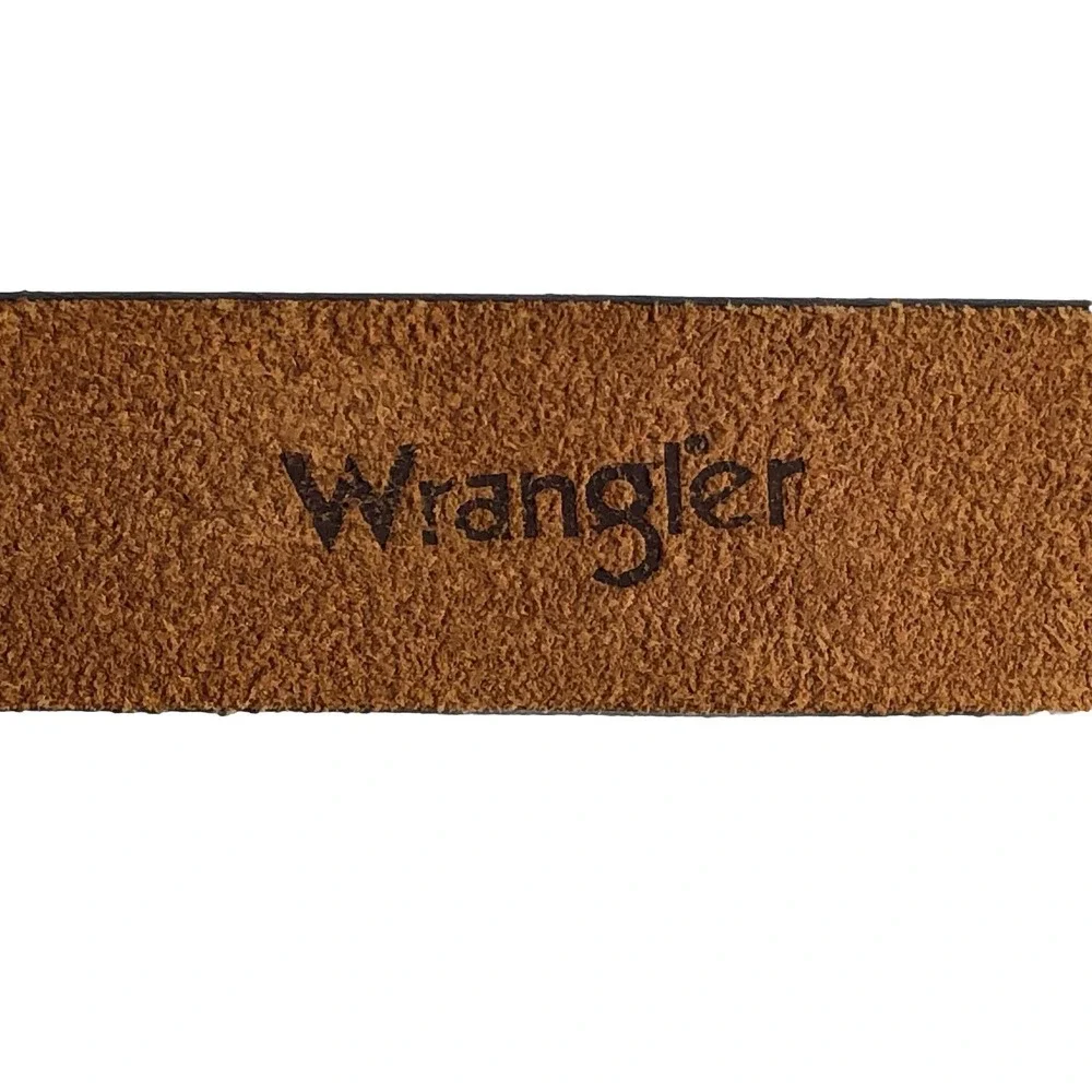 VTG Wrangler Belt Mens‎ 44 Tooled Genuine Leather American Bald Eagle Brown